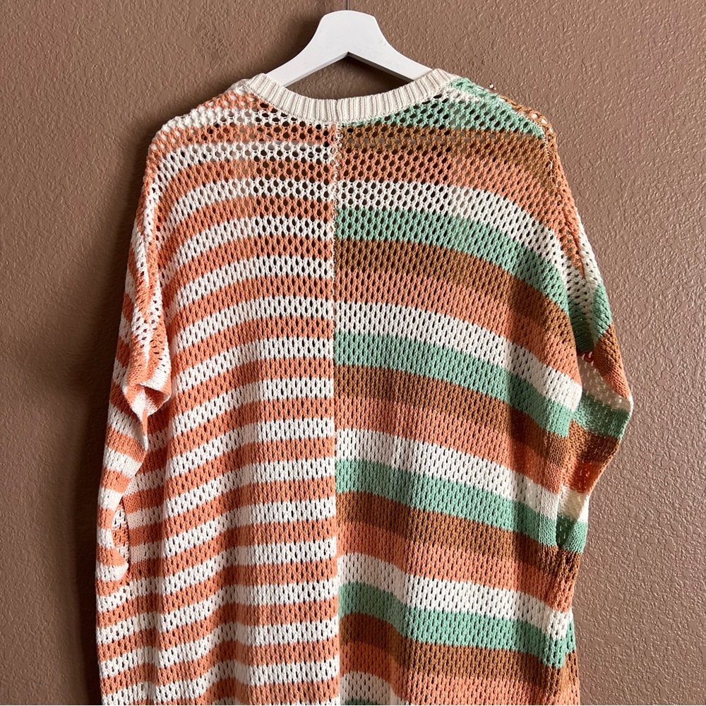 Torrid Striped Knit Duster Open Cardigan Sweater Size 1/2 - Picture 8 of 10